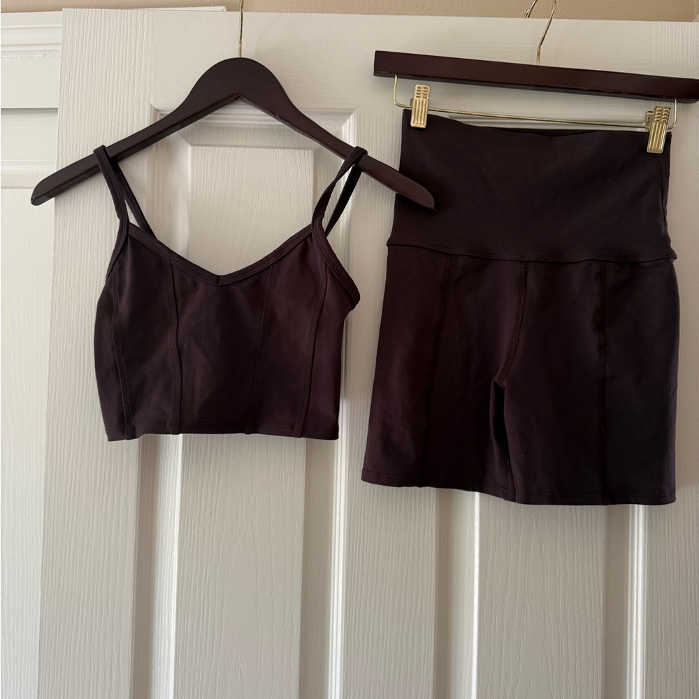 Black Strappy Crop Top and High-Waisted Shorts Set